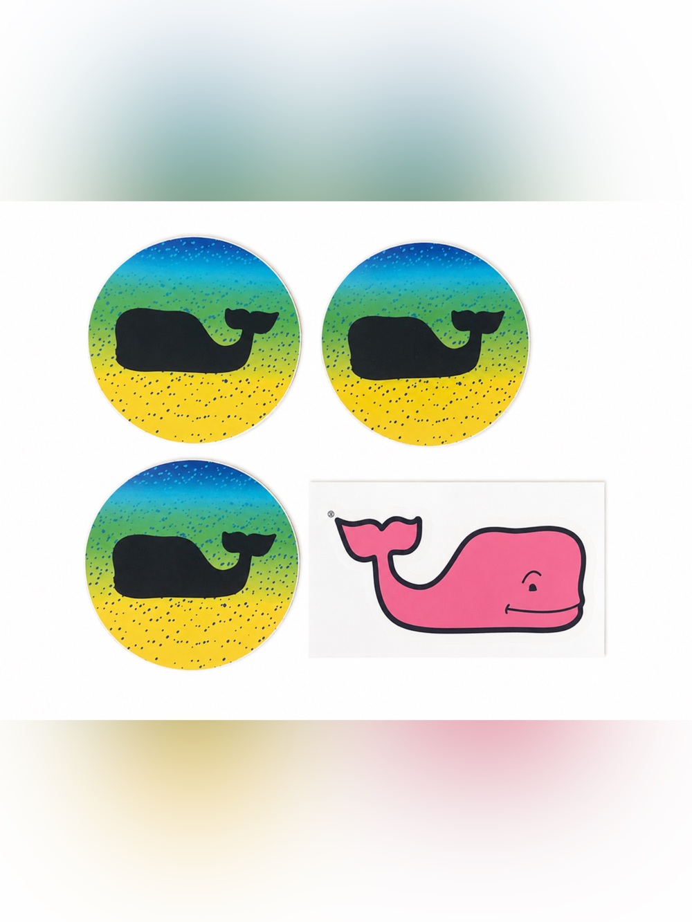 Vineyard Vines Multicolor Whale Sticker Set - Pink, Blue, Green, Yellow, Black